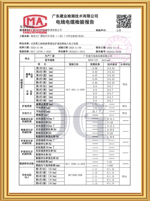 电线电缆检测报告