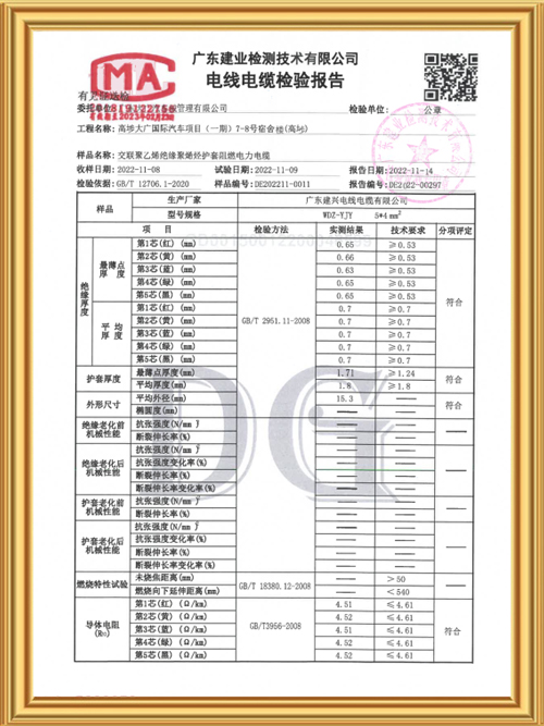 电线电缆检测报告