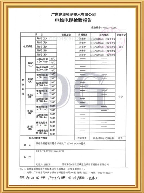 电线电缆检测报告